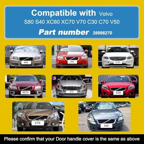 Goholy Car Door Handle Cover Cap Compatible with Volvo 0716 S800410 S400917 XC600816 XC700815 V701013 C300613C70 39998270 Door Key Cover Handle Accessories Lock Cap Twilight Copper - Image 3