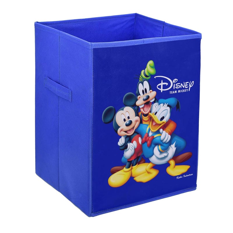 Kuber Industries Disney Team Mickey Print Non Woven Fabric Foldable Laundry Basket Toy Storage Basket Cloth Storage Basket with Handles Royal BlueKUBMART1194 - Image 4