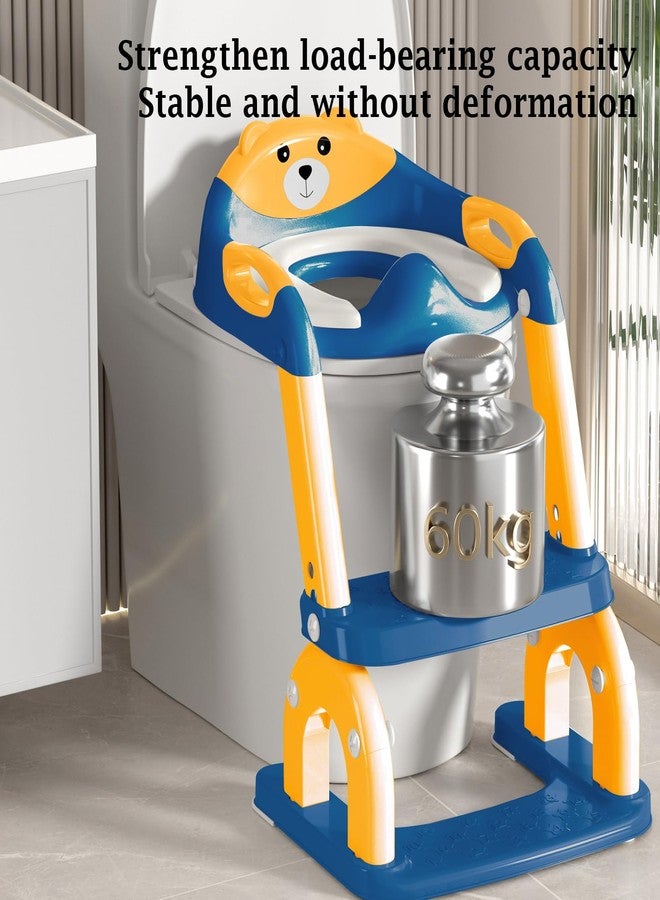 WAAYAA 2 in 1 Potty Training Seat with Ladder for Toddler, Upgraded Adjustable Height Potty Training Toilet Splash Guard Anti-Slip Pad Step Stool for Boys and Girls(Yellow and Blue) - Image 4