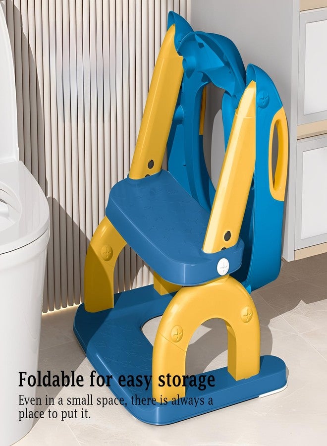 WAAYAA 2 in 1 Potty Training Seat with Ladder for Toddler, Upgraded Adjustable Height Potty Training Toilet Splash Guard Anti-Slip Pad Step Stool for Boys and Girls(Yellow and Blue) - Image 3