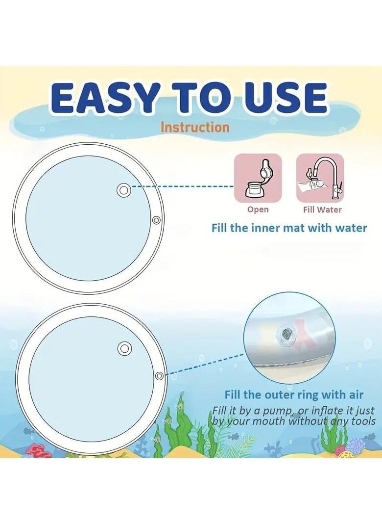 QSHOP - Large Size Tummy Time Water Mat (100 x 100 cm), Premium Activity Center to Enhance Baby Toys and Sensory Toys, Baby Play Mat, Visual Stimulation Gift for Boys and Girls - Image 1
