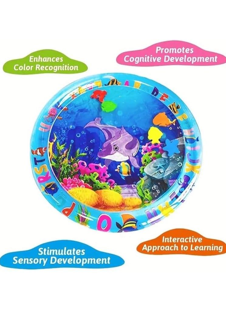 QSHOP - Large Size Tummy Time Water Mat (100 x 100 cm), Premium Activity Center to Enhance Baby Toys and Sensory Toys, Baby Play Mat, Visual Stimulation Gift for Boys and Girls - Image 1