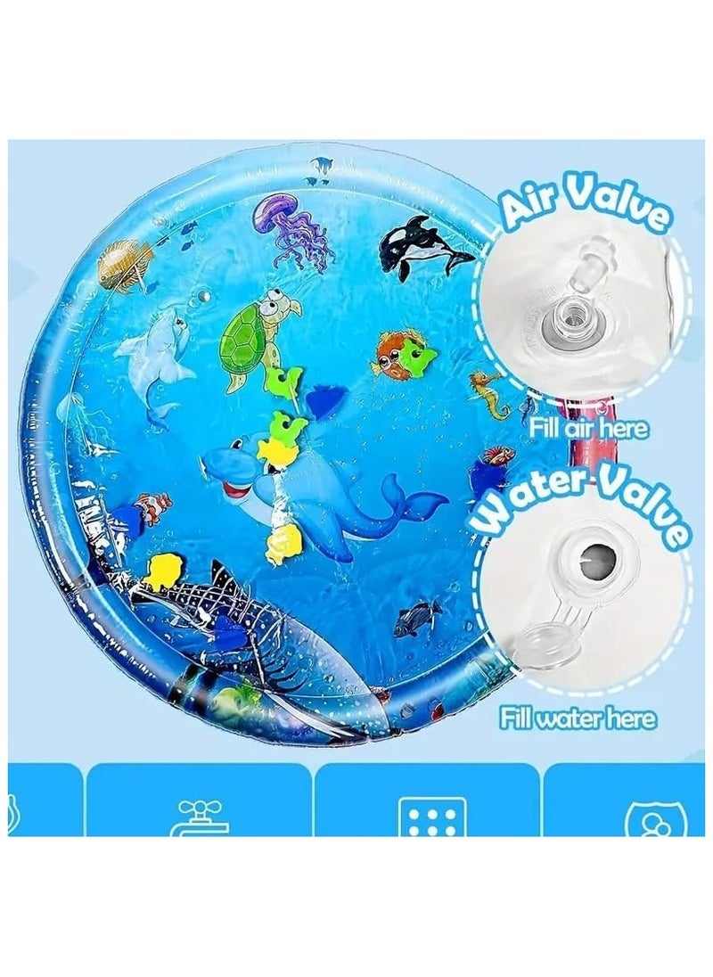 QSHOP - Large Size Tummy Time Water Mat (100 x 100 cm), Premium Activity Center to Enhance Baby Toys and Sensory Toys, Baby Play Mat, Visual Stimulation Gift for Boys and Girls - Image 1