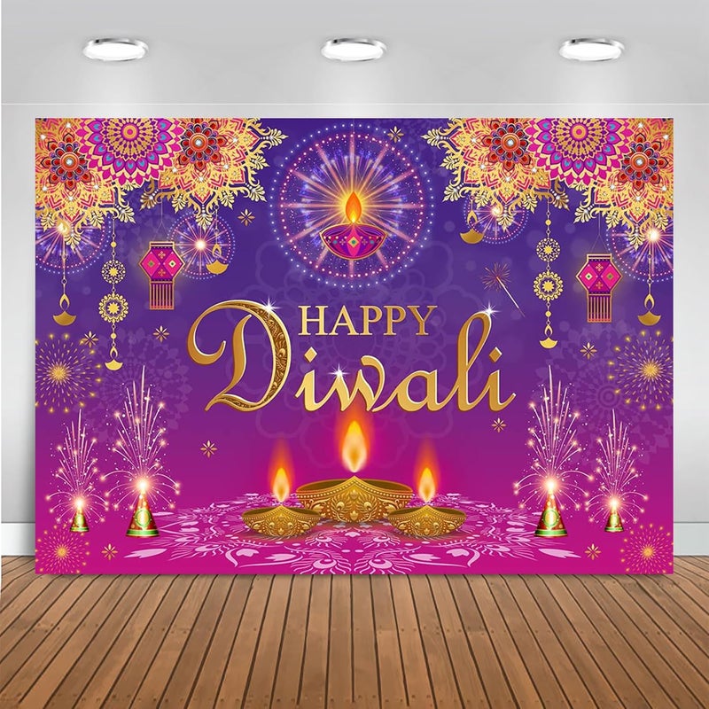 ARS Happy Diwali Backdrop for Home Diwali Banner Backdrop Festival of Lights Banner Deepavali Decorations Diwali Photo Booth Props Diwali Decorations - Image 1