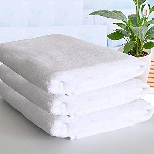 TRIPURARI 100% Cotton Large Full Size White Bath Towels for Hotel and Spa, Super Soft Absorbent Antibacterial, 400 GSM, Full Large Size-56 inch x 28 inch or 142 cm x 71 cm - Image 1
