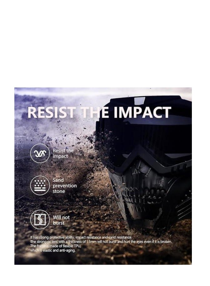 Men's and Women's Motorcycle Goggles with Mask, UV Protection Motorcycle Goggles, Skull Goggles, Helmet Goggles for Dirt Bikes and Off-Road Skiing - Image 3