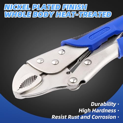 URASISTO 10-Inch Locking Pliers, Premium Alloy Steel Construction, Curved Jaw Locking Pliers with Wire Cutter, Quick Release, Fit for Clamping Twisting Welding - Image 3