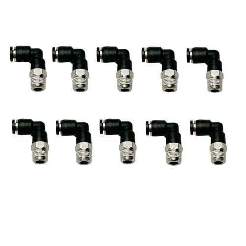 VETLEY Pneumatic Elbow Push to Connect Fitting 18 Inch Tube OD x 18 NPT Male Thread90 Degree Elbow Pneumatic Tube Connector PL18N1Pack of 10 - Image 1