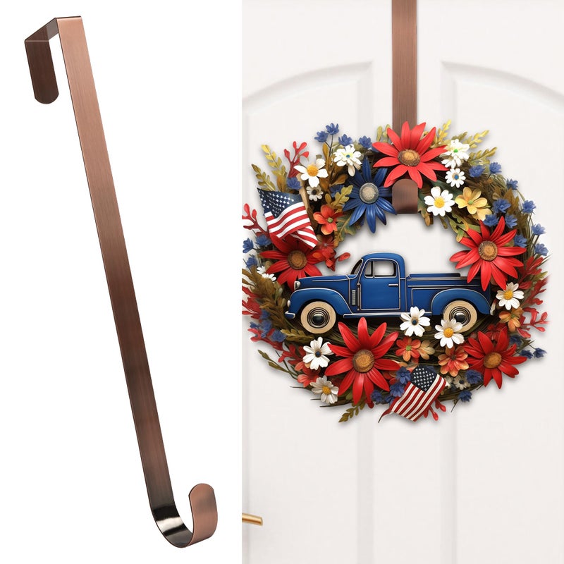 HOOSUN Wreath Hanger for Front Door for Halloween and Christmas Decorations,12 Inches Metal Wreath Hanger for Fall Decor,20 Lbs Over The Door Hooks for Front Porch Home Decor - Image 1