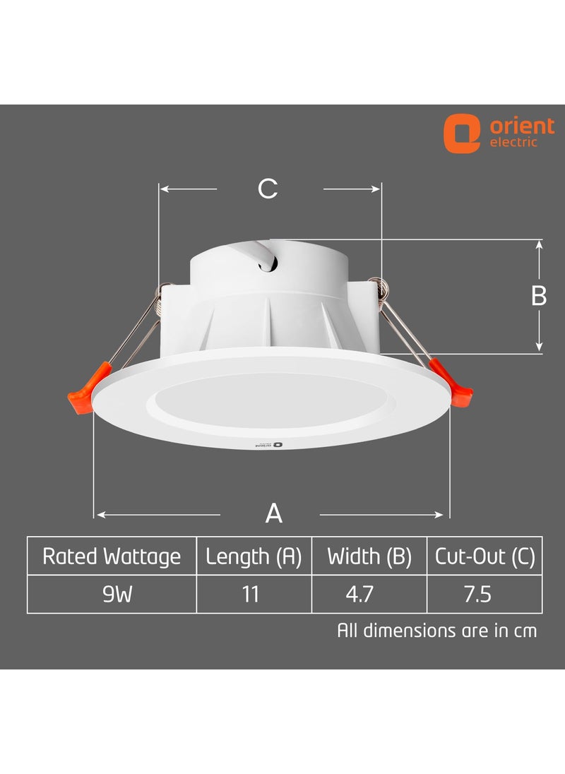 Orient Electric Orient Electric Moonlite 9W LED Down Light Cool White Light Round Pack of 1 Recessed Ceiling LED Light Suited for 3 inch Junction Box Polycarbonate  - Image 5