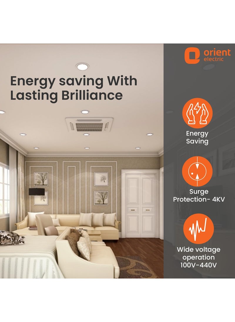Orient Electric Orient Electric Moonlite 9W LED Down Light Cool White Light Round Pack of 1 Recessed Ceiling LED Light Suited for 3 inch Junction Box Polycarbonate  - Image 4