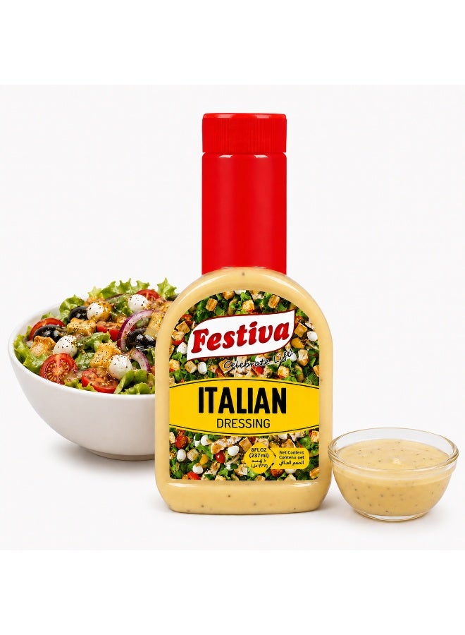 Festiva Italian Dressing 237ml - Tangy Salad Dressing and Sandwich Spread for Burgers, Wraps and Snacks - Dip and Dressing Sauce - Image 1