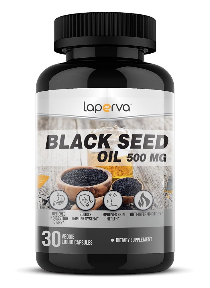 Laperva Laperva Black Seed Oil, Relieves Indigestion & Gas, Boosts Immune System, 30 Veggie Capsules, 500 mg 