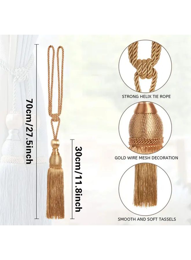 Lake Blue Vintage Style Adjustable Tassel Tiebacks Set of 2 Hand Woven Rope Drapery Holdbacks - Image 3
