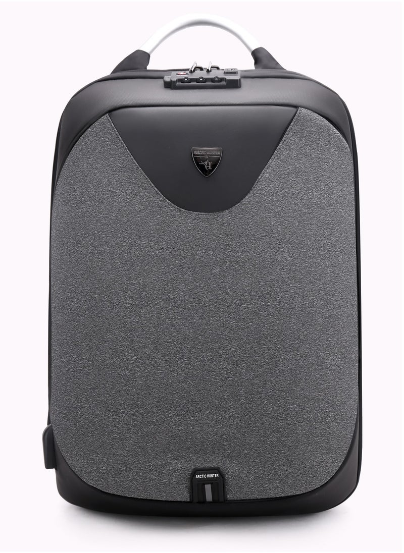 ARCTIC HUNTER - Semi Hard Durable Polyester Travel Backpack 23L Backpack with Built in USB Port and TSA Lock B00208 Dark Grey - Image 1
