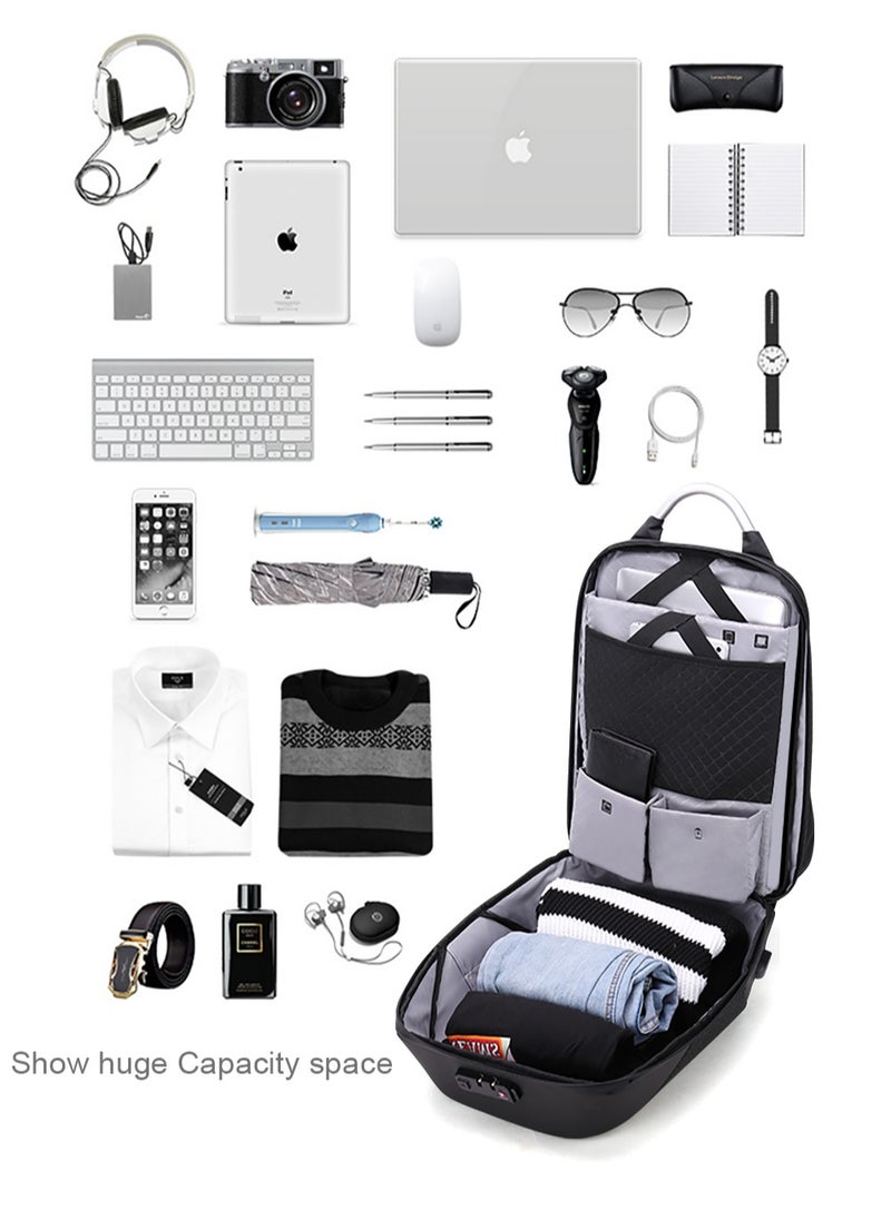 ARCTIC HUNTER - Semi Hard Durable Polyester Travel Backpack 23L Backpack with Built in USB Port and TSA Lock B00208 Dark Grey - Image 1