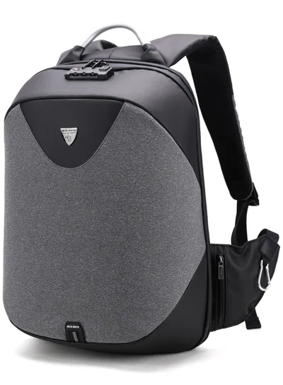 ARCTIC HUNTER Semi Hard Durable Polyester Travel Backpack 23L Backpack with Built in USB Port and TSA Lock B00208 Dark Grey