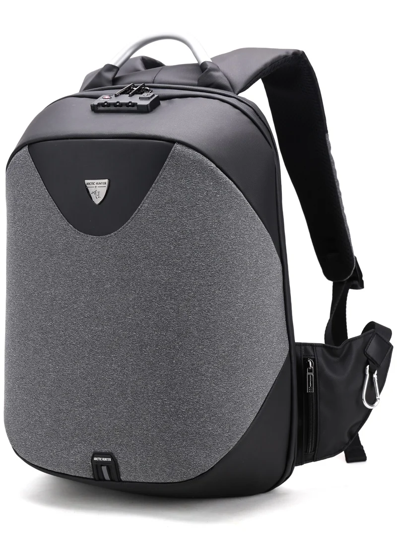 ARCTIC HUNTER Semi Hard Durable Polyester Travel Backpack 23L Backpack with Built in USB Port and TSA Lock B00208 Dark Grey
