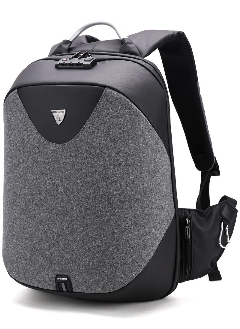 ARCTIC HUNTER - Semi Hard Durable Polyester Travel Backpack 23L Backpack with Built in USB Port and TSA Lock B00208 Dark Grey - Image 1