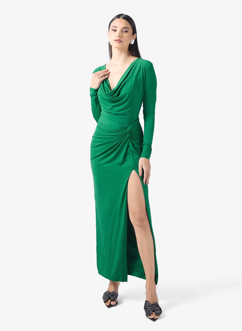 TFNC Front Slit Cowl Neck Maxi Dress - Image 4