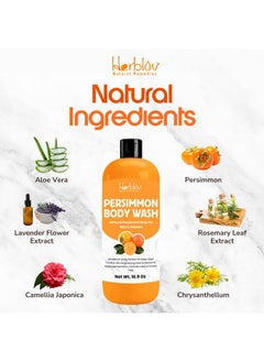 Herblov Persimmon Body Wash for Body Odor Control - Purifying Deodorizing Soap for Eliminating Nonenal Body Odor - Underarms, Intimate Inner Thigh, Bikini Area, Smelly Feet - Natural Deodorant Soap, Kids Safe  - Image 5