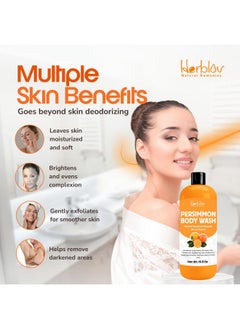 Herblov Persimmon Body Wash for Body Odor Control - Purifying Deodorizing Soap for Eliminating Nonenal Body Odor - Underarms, Intimate Inner Thigh, Bikini Area, Smelly Feet - Natural Deodorant Soap, Kids Safe  - Image 3