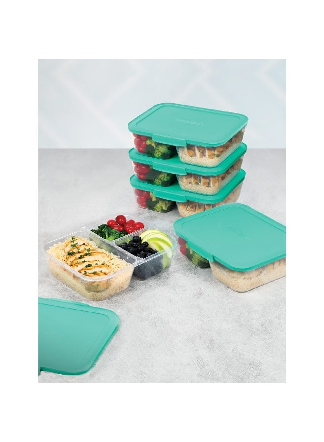 sistema 5-Piece Freezer Safe BPA-Free Meal Prep Food Storage Container Set Clear and Minty Teal 1.9 Liter 59175 - Image 3