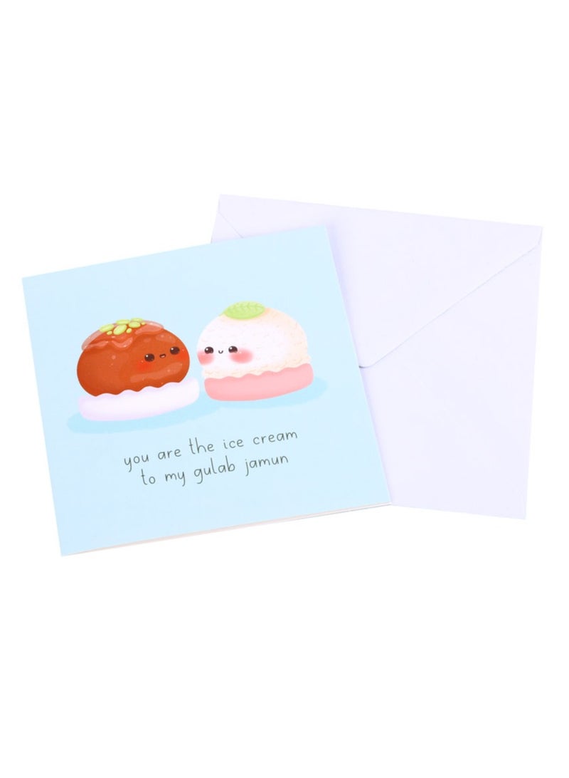 Peacock Supplies Food Couples Greeting Card Gulab Jamun & Ice Cream - Image 2