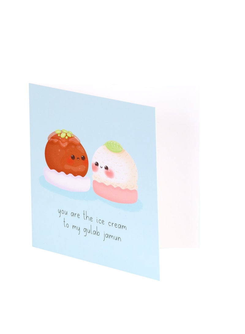 Peacock Supplies Food Couples Greeting Card Gulab Jamun & Ice Cream - Image 3