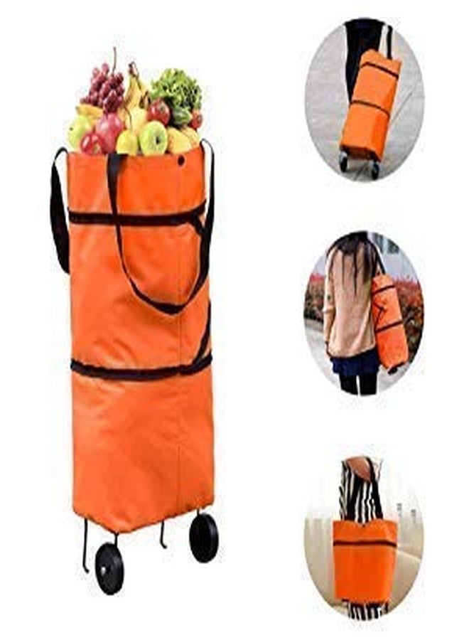 DRAWBRIDGE 1 pc Collapsible Trolley Bags Folding Shopping Bag with Wheels Reusable Grocery Bags Fashion Rolling Shopper Tote Medium Size Lightweight Capability - Image 4