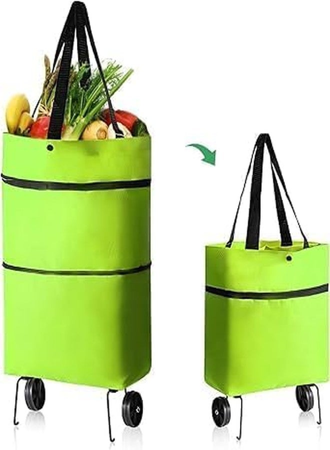 DRAWBRIDGE 1 pc Collapsible Trolley Bags Folding Shopping Bag with Wheels Reusable Grocery Bags Fashion Rolling Shopper Tote Medium Size Lightweight Capability - Image 1