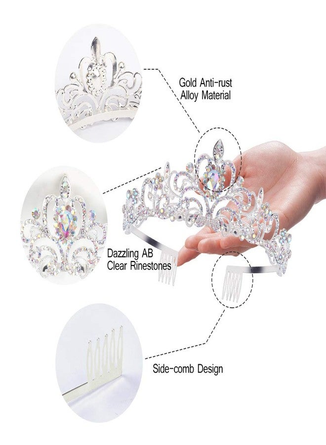 Didder Crystal AB Rhinestone Tiaras and Crowns for Women - Princess Elegant Headband with Comb - Birthday Crowns for Girls - Image 3