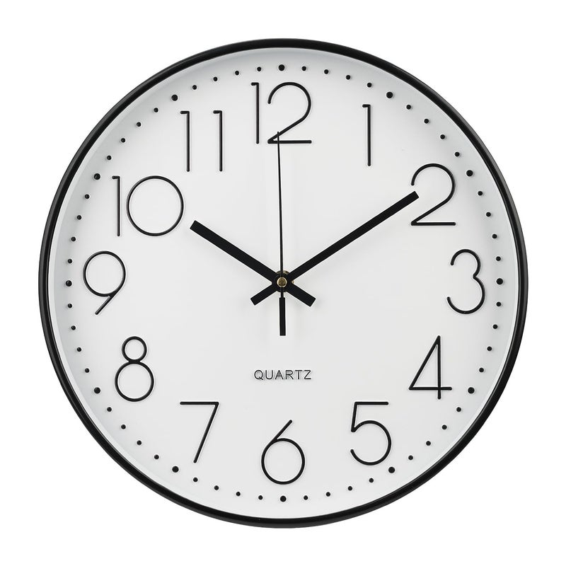 bakbrand Wall Clock 12 Inch Non-Ticking Silent Modern Simple Style Round Decor Clock Black Stereoscopic Dial Quartz Wall Clocks for Home/Office/School/Living Room/Bedroom/Kitchen - Image 1
