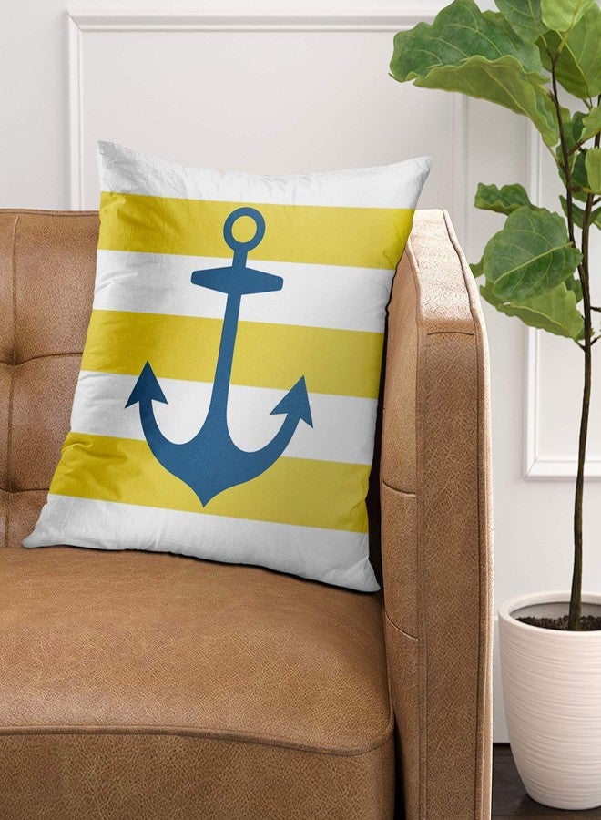 إمفينسي غطاء وسادة Emvency Throw House Navy Blue Anchor مع غطاء وسادة بحري أصفر عصري مزخرف للمنزل، غطاء وسادة مربع مقاس 20 × 20 بوصة - Image 2
