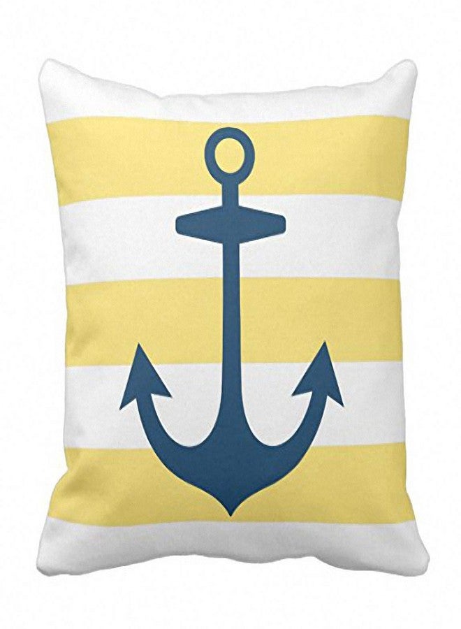 إمفينسي غطاء وسادة Emvency Throw House Navy Blue Anchor مع غطاء وسادة بحري أصفر عصري مزخرف للمنزل، غطاء وسادة مربع مقاس 20 × 20 بوصة - Image 1