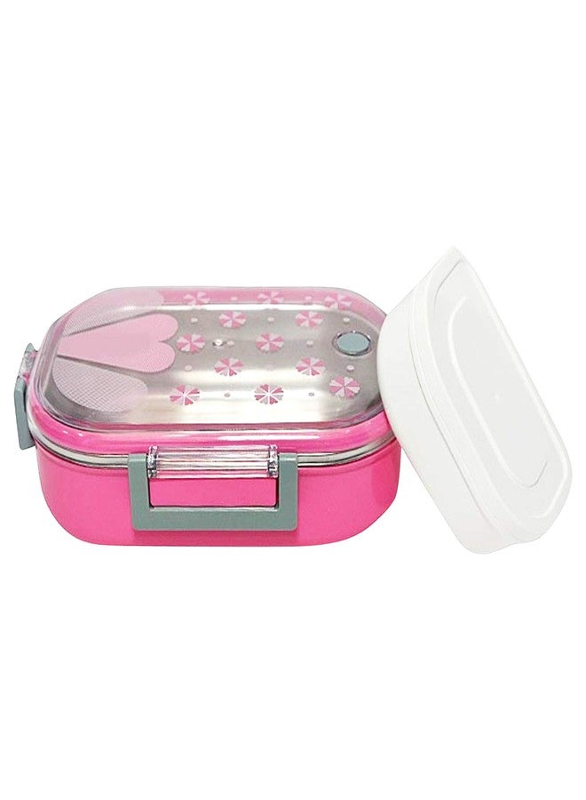 PARTEET Stainless Steel Insulated 2 Grid Lunch Box with Mini Salad Box and Spoon, 2 Containers Lunch Box (710 ml) (Assorted Color) - Image 2