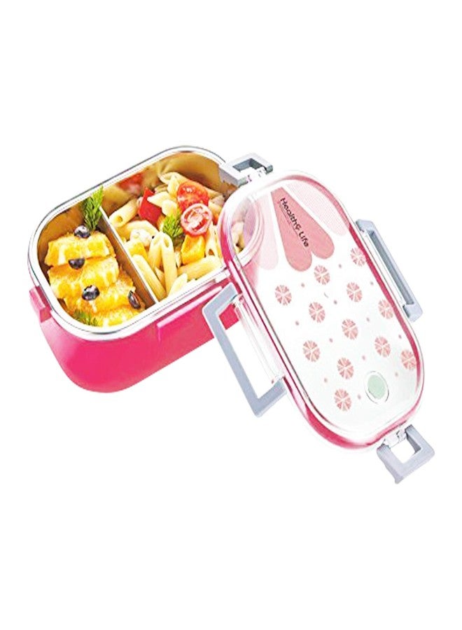 PARTEET Stainless Steel Insulated 2 Grid Lunch Box with Mini Salad Box and Spoon, 2 Containers Lunch Box (710 ml) (Assorted Color) - Image 5