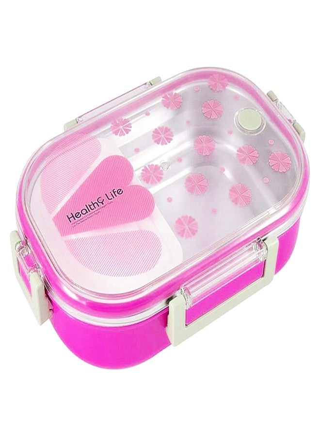 PARTEET Stainless Steel Insulated 2 Grid Lunch Box with Mini Salad Box and Spoon, 2 Containers Lunch Box (710 ml) (Assorted Color) - Image 1