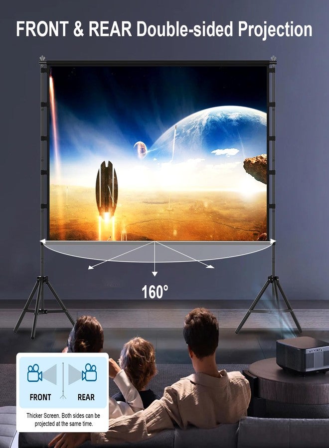 VntB 120 inch Projector Screen with Stand, Portable Outdoor Projection Screen Rear Front Movie Screen with Carry Bag Wrinkle-Free 16:9 4K Washable for Indoor Home Theater, Backyard Movie Night - Image 4