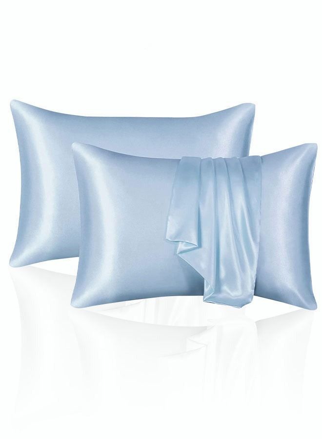 2 Pieces Soft and Smooth Satin Silk Pillowcase for Hair and Skin Health 51*102cm Breathable Bedding Pillowcase for Home B  - Image 1