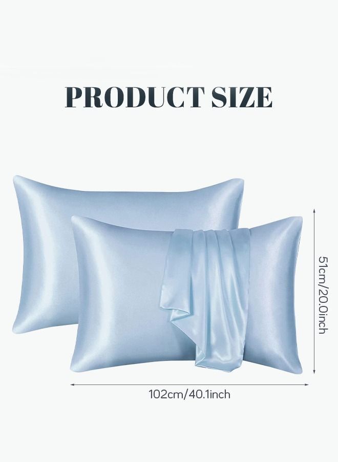 2 Pieces Soft and Smooth Satin Silk Pillowcase for Hair and Skin Health 51*102cm Breathable Bedding Pillowcase for Home B  - Image 3