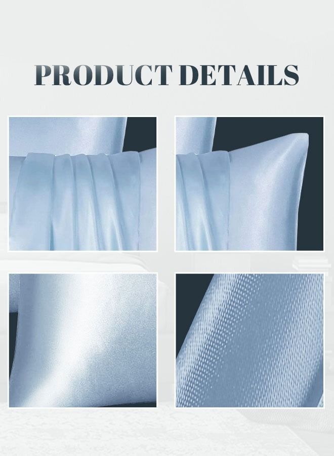 2 Pieces Soft and Smooth Satin Silk Pillowcase for Hair and Skin Health 51*102cm Breathable Bedding Pillowcase for Home B  - Image 2
