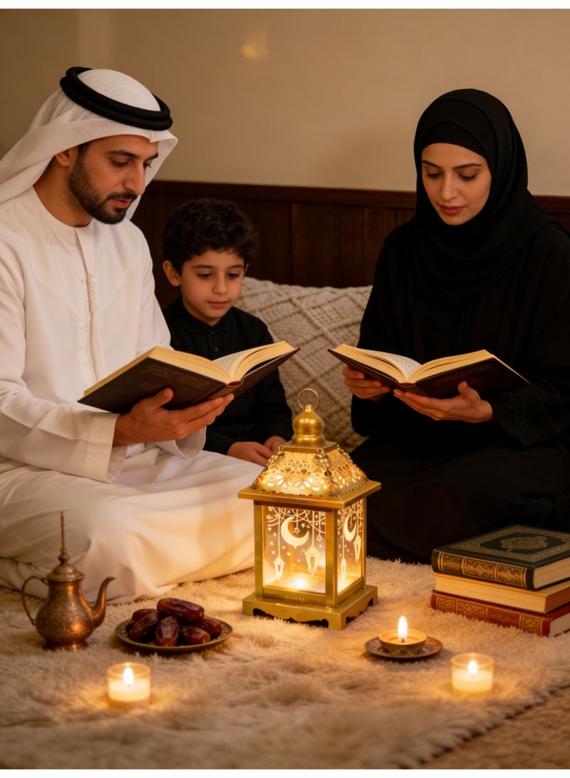 Yoawllty Ramadan Lantern, Ramadan Decorations Lights, Vintage LED Lantern Hollow Design Decorations for Ramadan Holiday Table Decor - Image 2