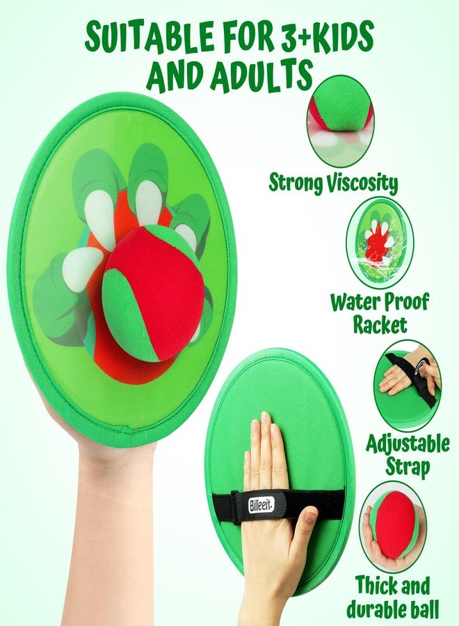 Billeeit Big Dinosaur Toss and Catch Ball Set, Catch Game Toys for Kids and Toddler, Outdoor Toys Christmas Birthday Gift for Family with 4 Rackets, 4 Balls, 1 Drawstring Bag - Image 4