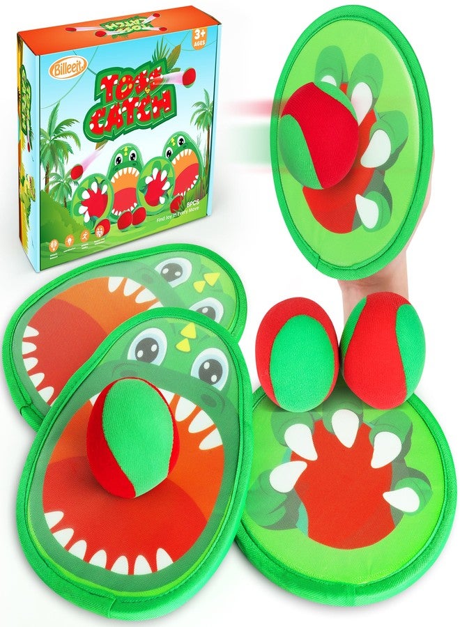 Billeeit Big Dinosaur Toss and Catch Ball Set, Catch Game Toys for Kids and Toddler, Outdoor Toys Christmas Birthday Gift for Family with 4 Rackets, 4 Balls, 1 Drawstring Bag - Image 1
