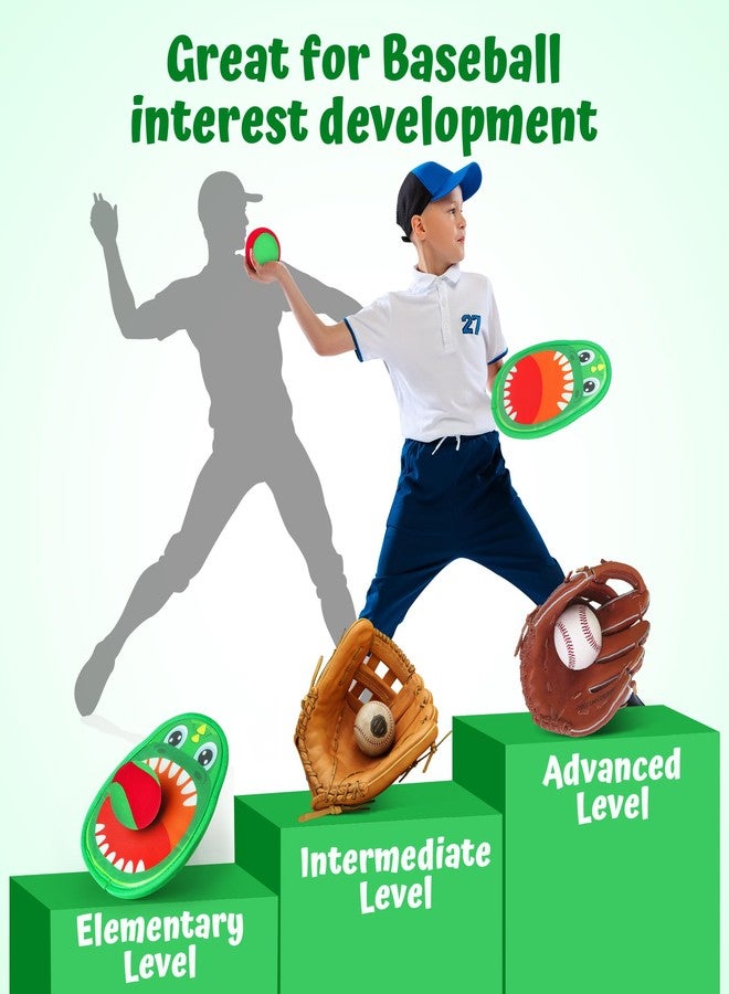 Billeeit Big Dinosaur Toss and Catch Ball Set, Catch Game Toys for Kids and Toddler, Outdoor Toys Christmas Birthday Gift for Family with 4 Rackets, 4 Balls, 1 Drawstring Bag - Image 5