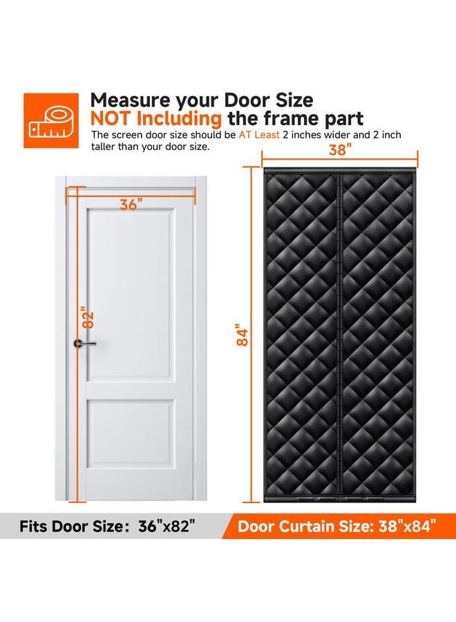HOFUDON Thermal Insulated Door Curtain Fit Door Size 36" x 82", Magnetic Thermal Insulated Cover for Winter, Upgraded Oxford Fabric with Thicken Cotton Filling, Self-Closing for Sliding Glass Doorways, Black - Image 2