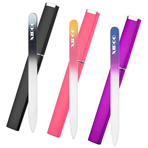 XIPOO Premium Crystal Glass Nail File - 3 Pack with Case, Professional Salon Manicure Tool for Natural Nails, Gift for Women and Girls - Image 2