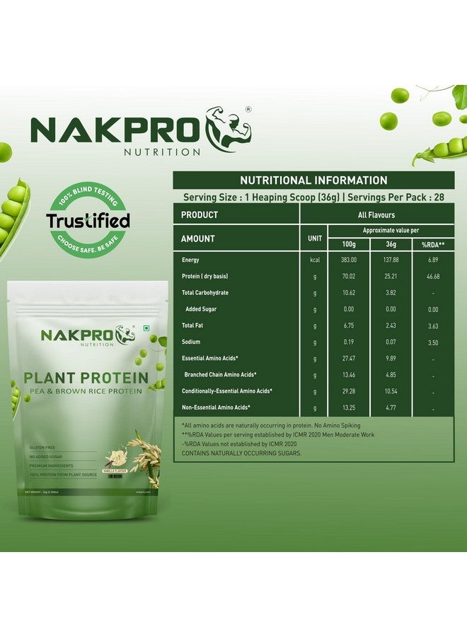 NAKPRO Vegan Plant Protein Powder (Pea & Brown Rice Protein), Vanilla - 1kg | 25.2g Protein, Easy To Digest | All Essential Amino Acids | No Preservatives | No Added Sugar - Image 4