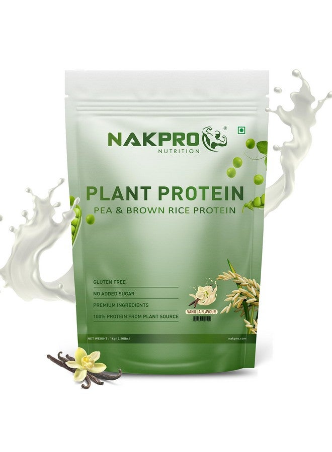 NAKPRO Vegan Plant Protein Powder (Pea & Brown Rice Protein), Vanilla - 1kg | 25.2g Protein, Easy To Digest | All Essential Amino Acids | No Preservatives | No Added Sugar - Image 1